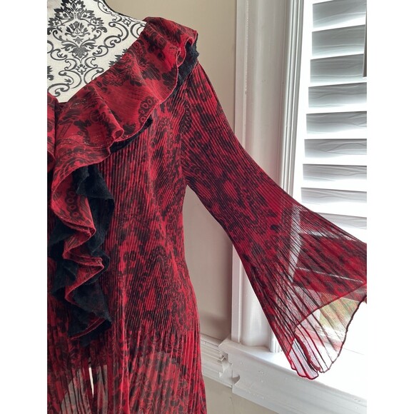 Y2K Top Womens 14/16 Crinkle Peplum Lace Ruffle Regency Whimsigoth Fairy Grunge - Picture 2 of 15